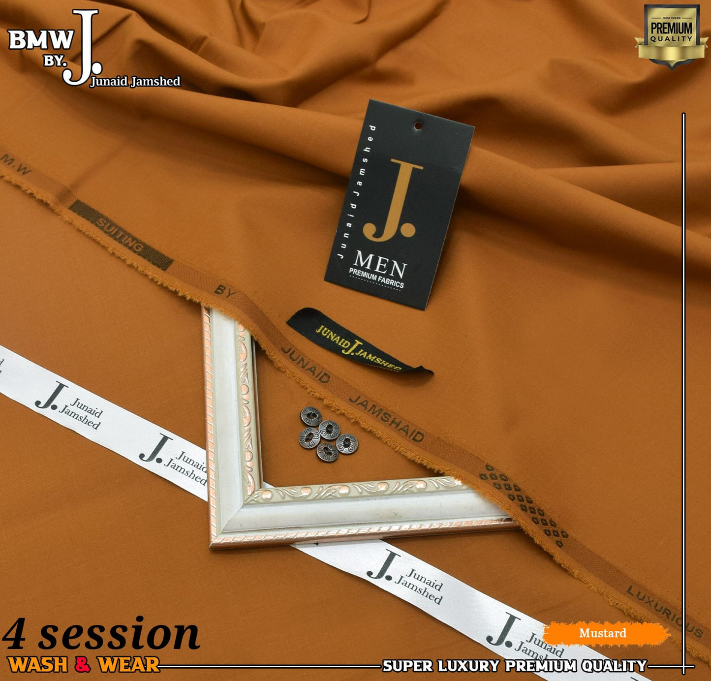 Junaid Jamshed BMW Wash and Wear - Mustard