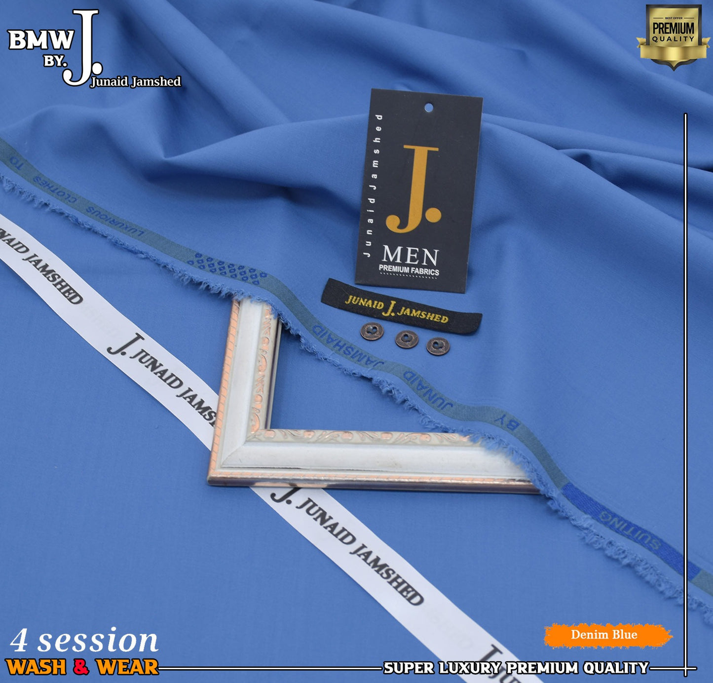 Junaid Jamshed BMW Wash & Wear - Denim Blue