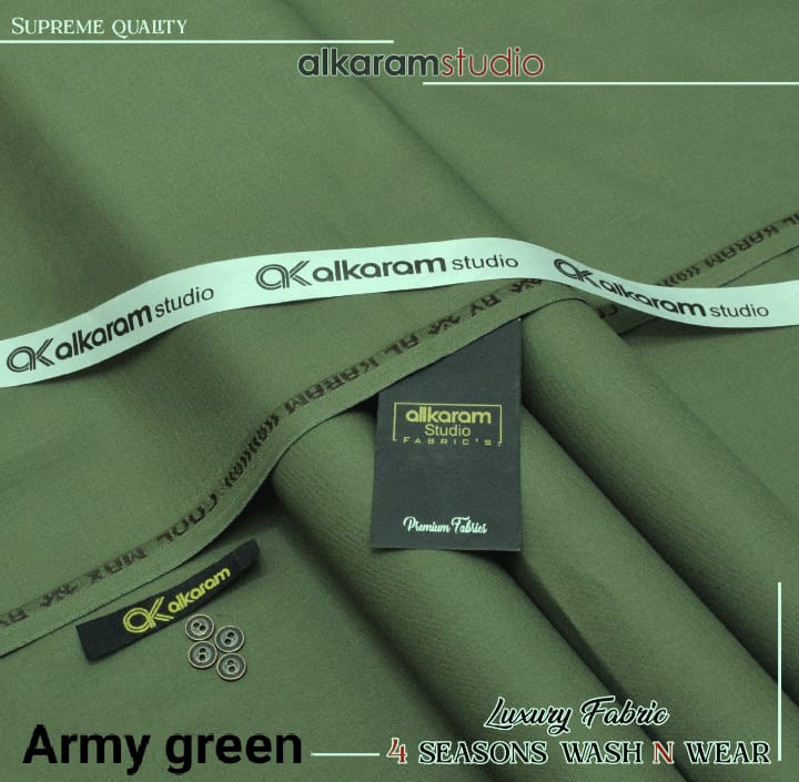 Al-Karam Studio Wash and Wear - Army Green