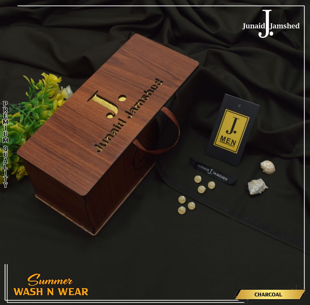 Junaid Jamshed Boski Wash & Wear - Charcoal