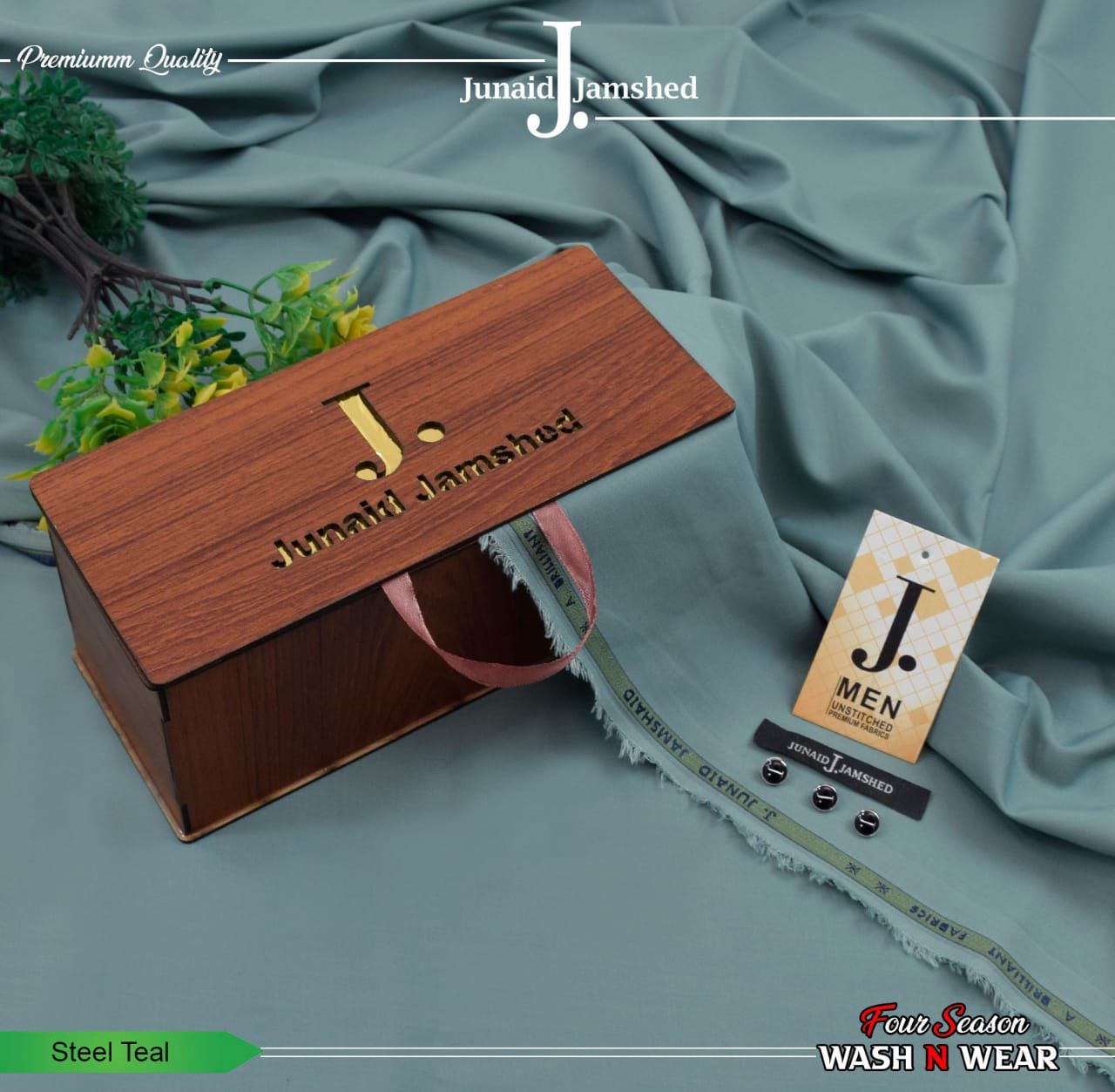 Junaid Jamshed Boski Wash & Wear - Steel Teal