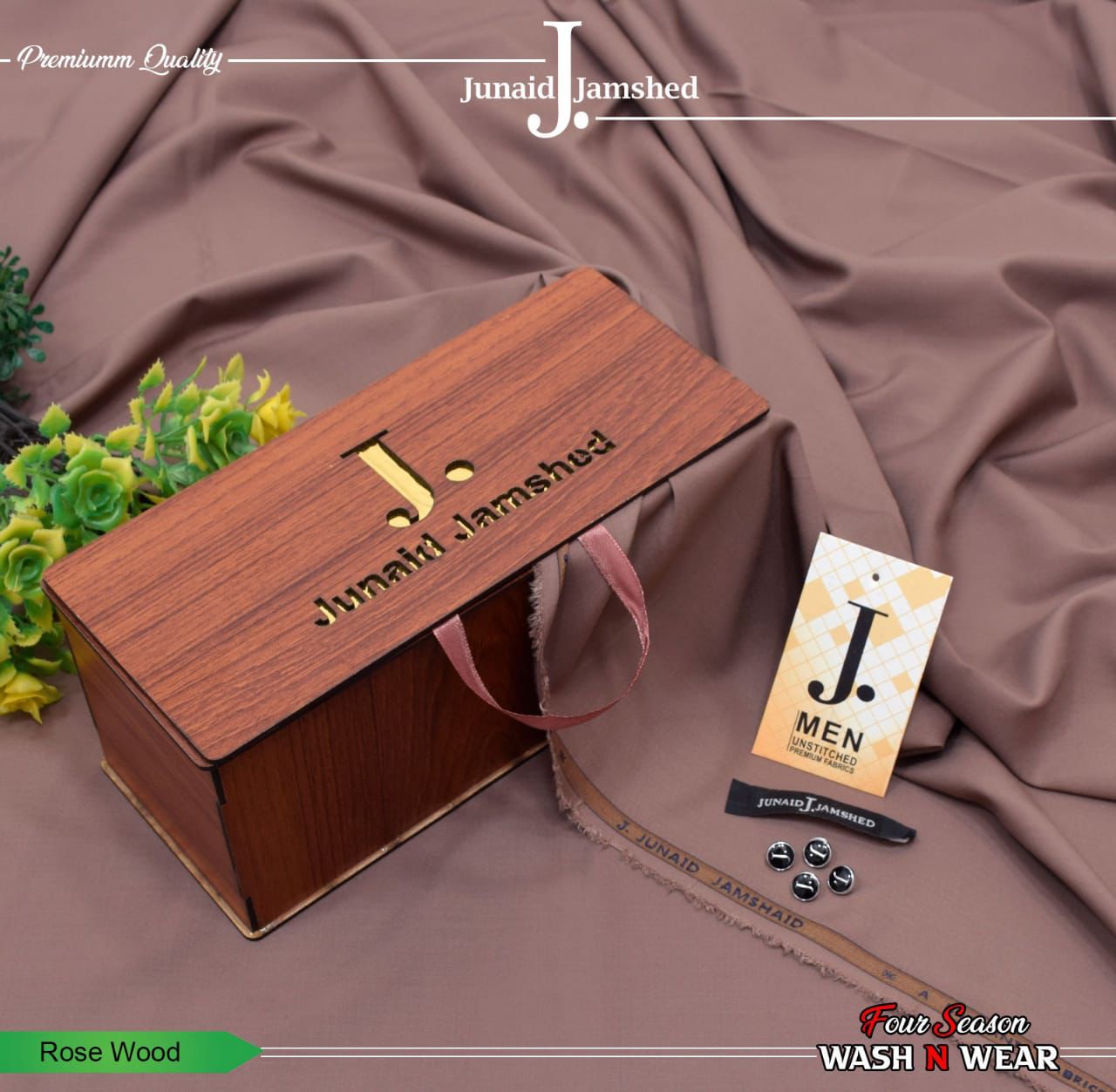 Junaid Jamshed Boski Wash & Wear - Rose Wood