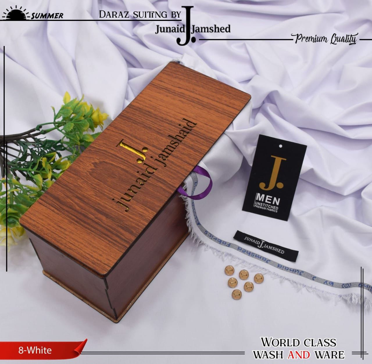 Junaid Jamshed Boski Wash & Wear - White