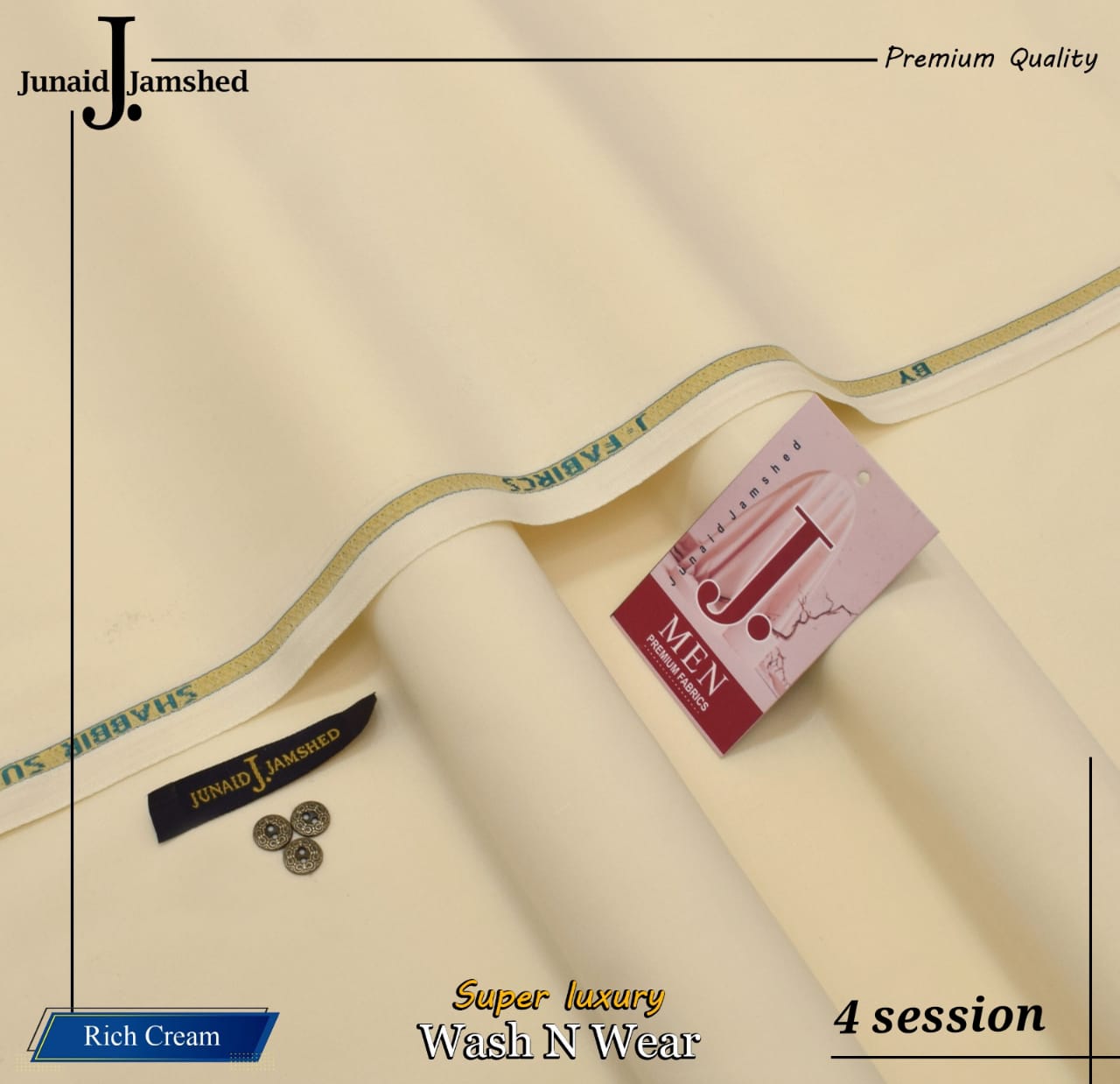 Junaid Jamshed PV Wash & Wear – Rich Cream