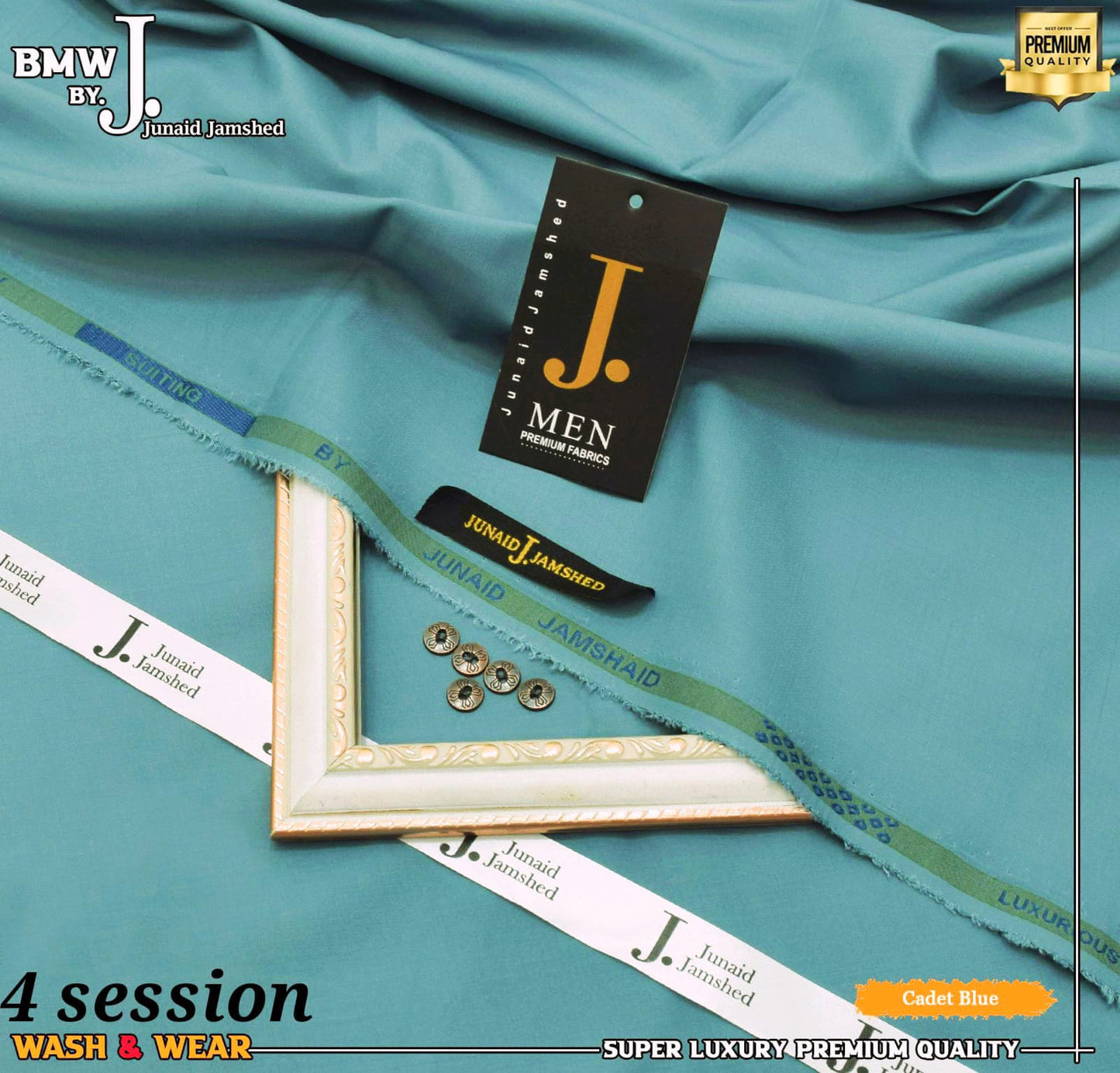 Junaid Jamshed BMW Wash & Wear - Cadet Blue