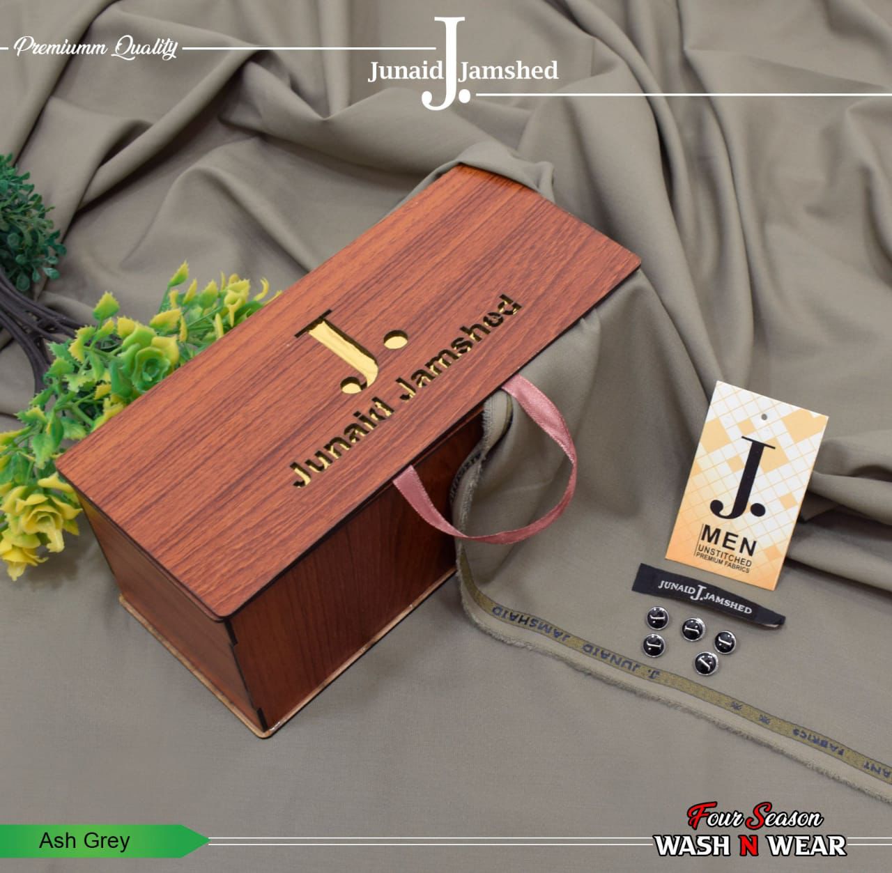 Junaid Jamshed Boski Wash & Wear - Ash Grey