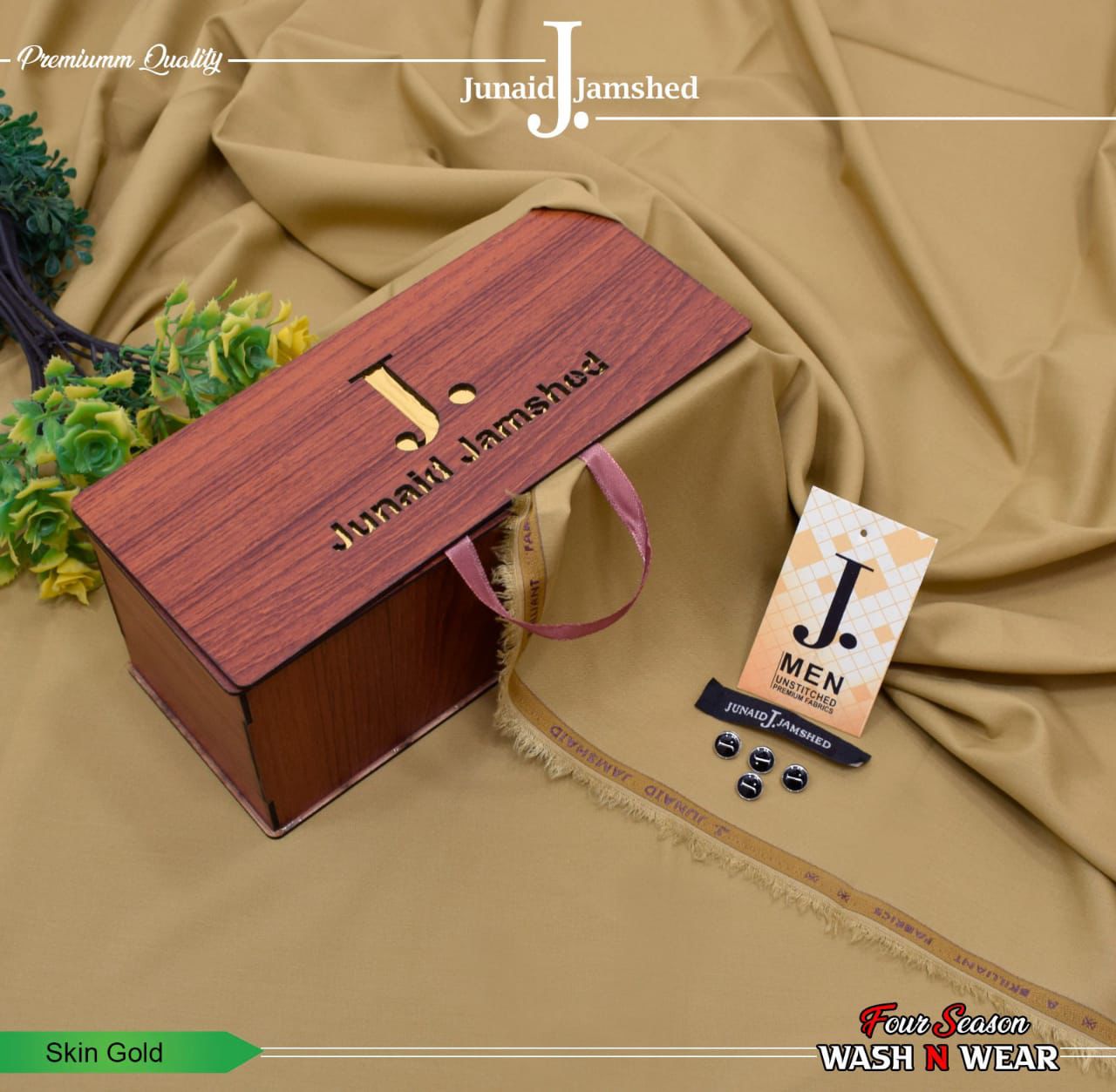 Junaid Jamshed Boski Wash & Wear - Skin Gold