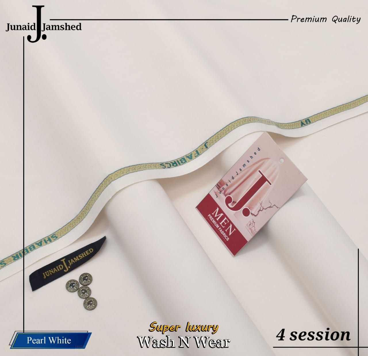 Junaid Jamshed PV Wash & Wear – Pearl White