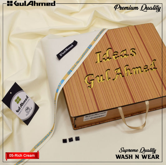 Gul Ahmed Premium Wash & Wear - Rich Cream